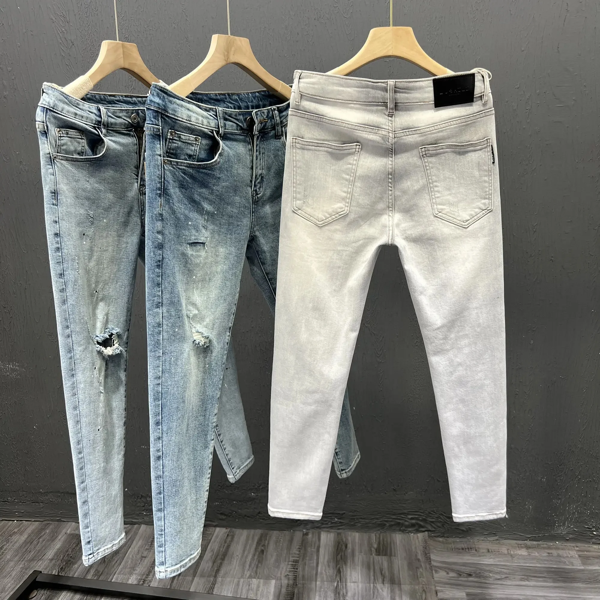 Wholesale Classic Style Custom Men's jeans Business Fashion Soft Stretch Fashion Stretch Skinny Pant Trousers Jeans