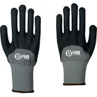 Gloves 13G Grey Polyester Liner With Black Microfoam Nitrile Coated Open Back Gloves With Dots On The Palm