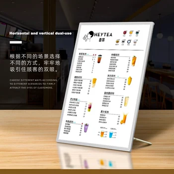 Hot selling products Coffee shop Restaurant Milk tea shop A3 LED illuminated menu display board A4