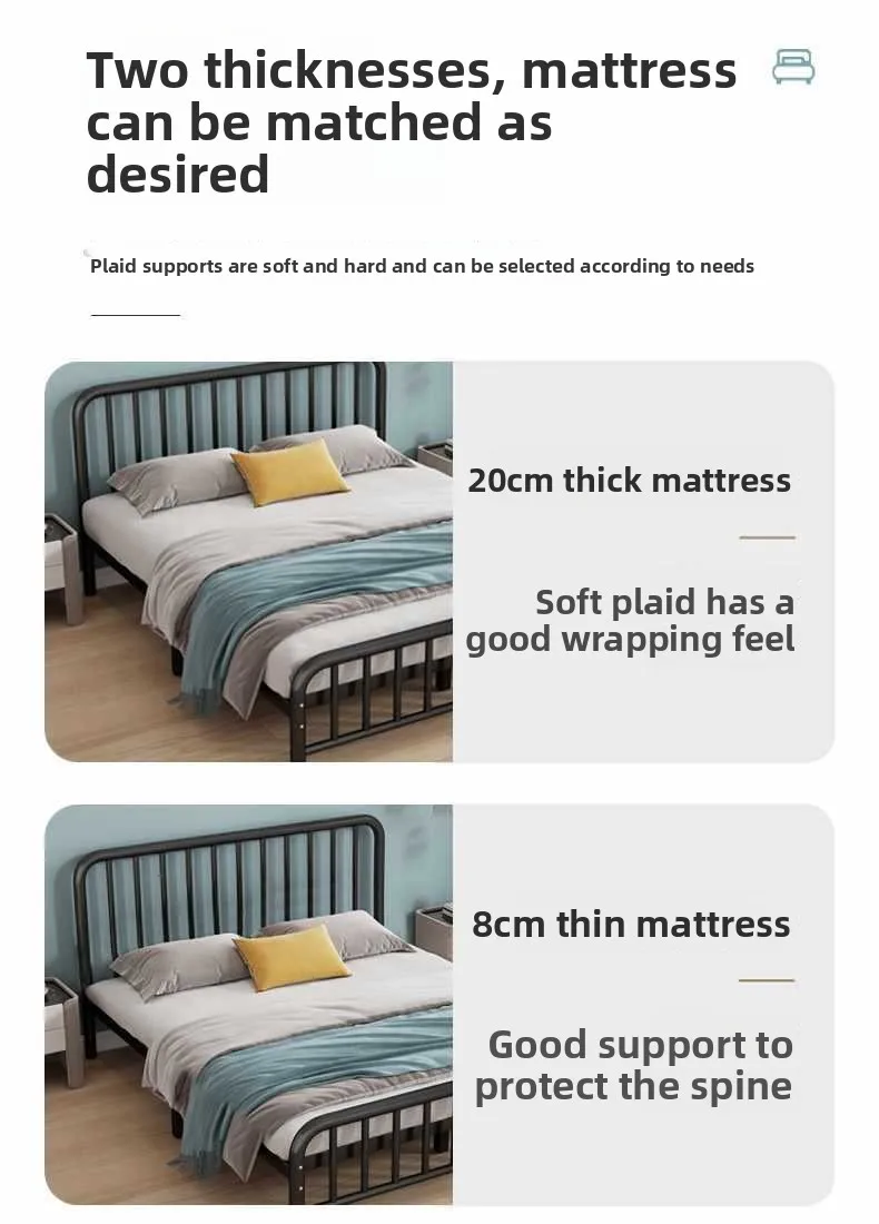 product european simple 15m single bed wrought iron bed 18m double bed modern thickened reinforced iron frame bed-6
