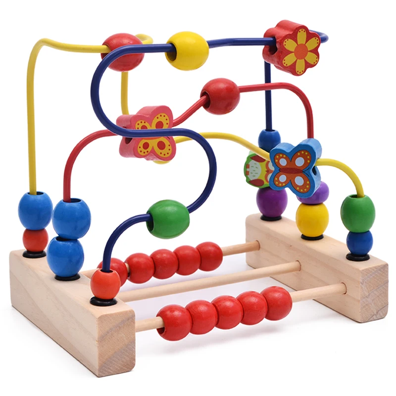 Wooden First Circle Bead Maze Roller Coaster Toy for Kids Play Baby Toy BMY 