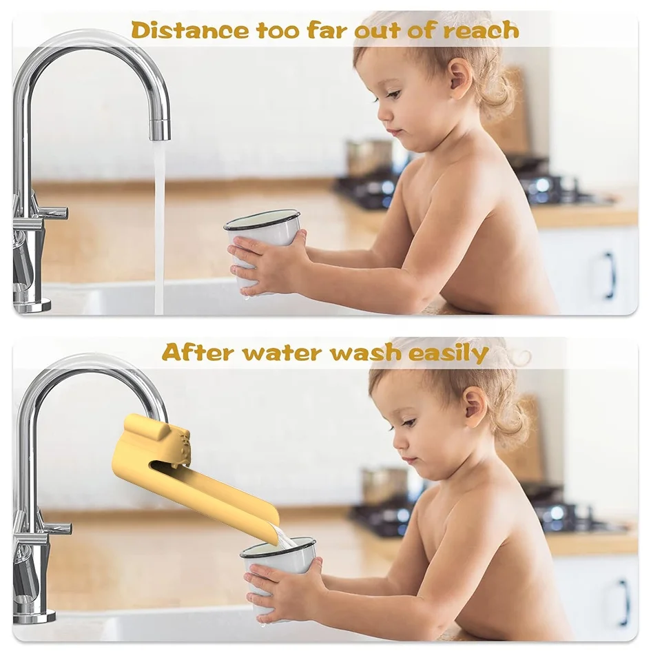 Kids Faucet Extender Silicone Bathroom Kitchen Sink Faucet Extender for Toddlers Baby Silicone Faucet Water Tap Extender