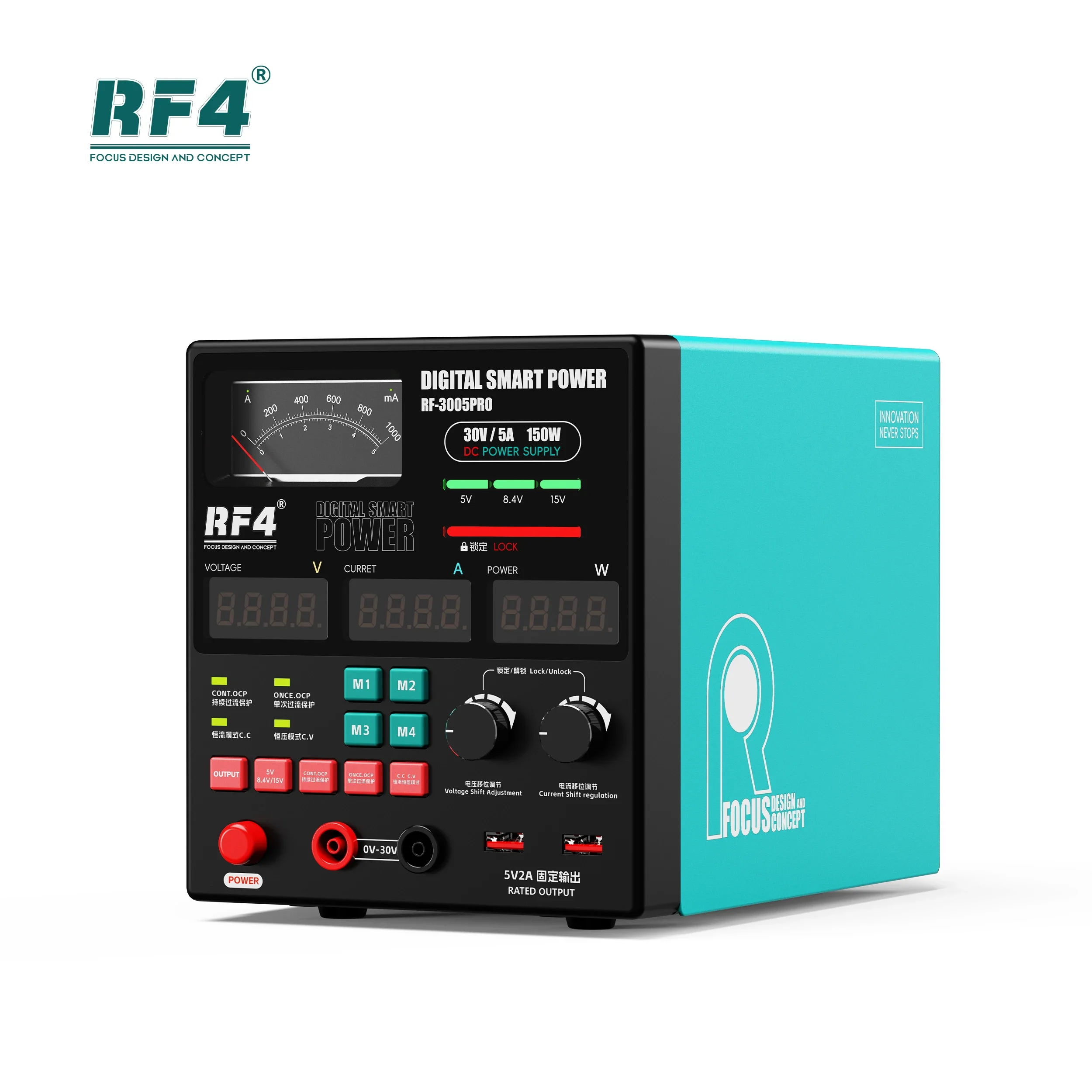 RF4 RF-3005D/RF-3005PRO 150W 30V 5A DC Regulated Digital Smart Multifunctional Power Supply Regulator Phone Sensing Automatic