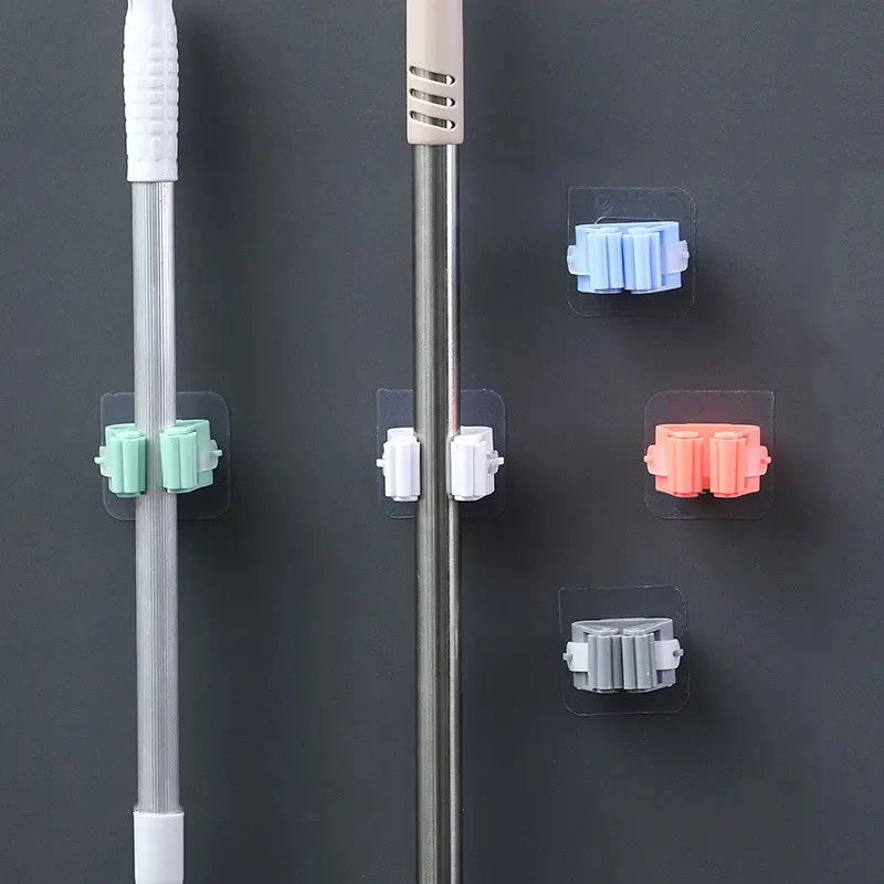 New Creative Wall-Mounted Mop Storage Clip Punch-free Broom Hanging Hook Bathroom Mop Holder Rack