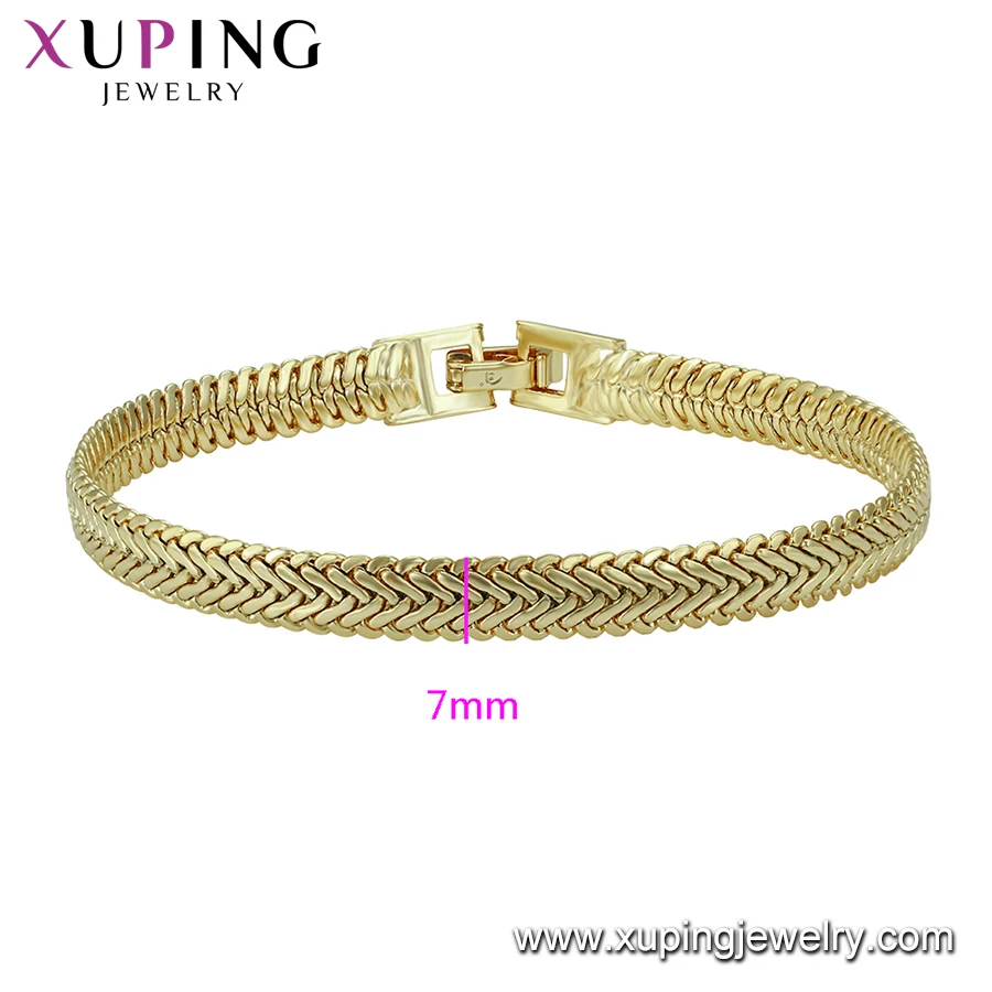 77391 xuping fashion jewelry 14k gold color italy gold plated hand bracelet for women