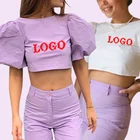 Blouses Ladies Women's Spring 2021 Sexy Backless Lantern Sleeve Crop Top Blouses Ladies T-shirt Tops Summer
