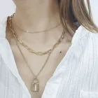 Heart Women Necklace Women BSCI Manufacture Factory Fancy Korean Love Heart Lock Pendant Multi-Layer Necklace For Women
