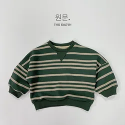 Kids Striped Long Sleeve Sweatshirt Autumn New Boys and Girls Crewneck Casual Long Sleeve Top Baby pullover