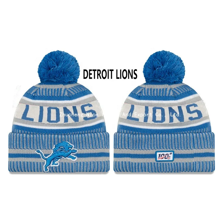 fizikailag Fehér retek Gazember Knit Hat Detroit Lions utas