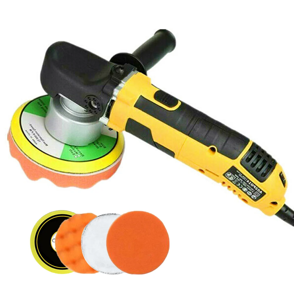 6 Variable Speeds 1400-4800OPM Wood 6-Inch 1050W Dual Action Electric Polisher Furniture D & Side Handle Car Buffer Wax Machine with 2 x 150 mm Sponge Disc for Buffing Car Car Polisher Metal 