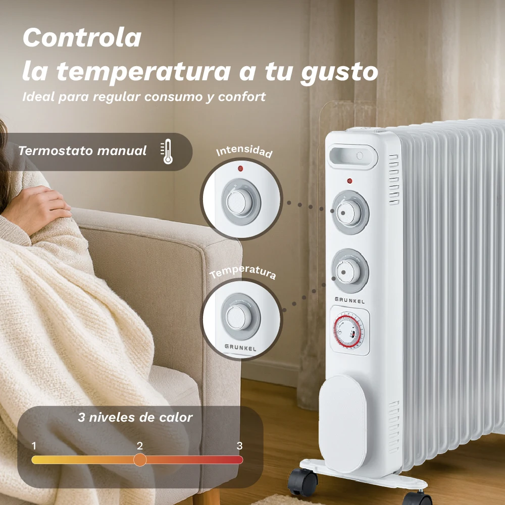 Grunkel Electric Oil-filled Radiator, 2000W, 2000 W, Metal - detail 8