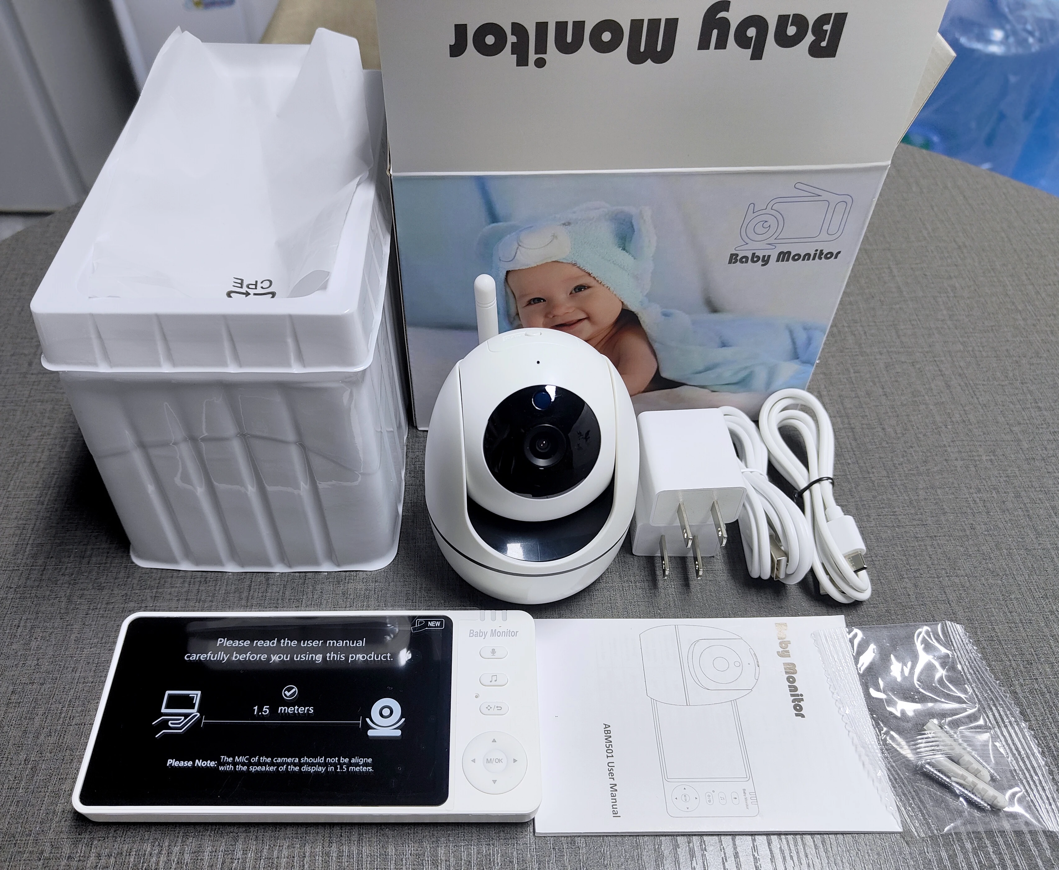 2024 Promotion ABM501 5 inch IPS Baby Monitor Camera 720P with Pan-Tilt Night Vision  Baby Care Products Smart Baby Monitor