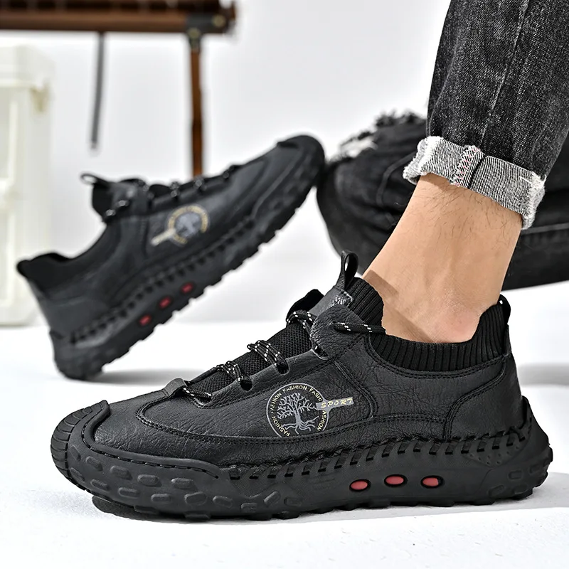 Wholesale Customization Hmade Sewing Trend Simple Versatile Outdoor Anti Slip Breathable Running Shoes Men