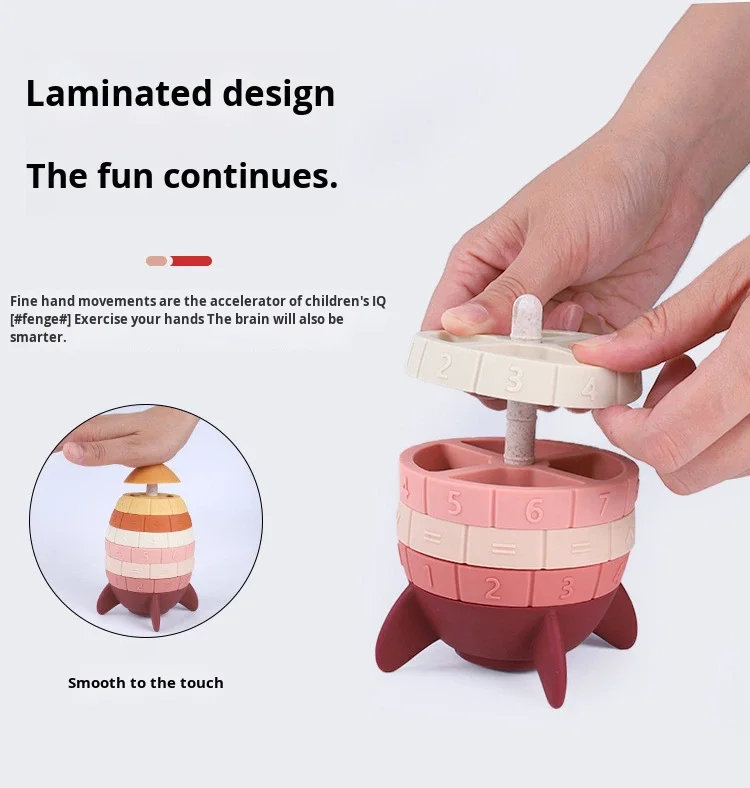 Rainbow Rocket Stacking Block Set Soft Eco-Friendly Silicone Educational Toy for 5-7 Years manufacture