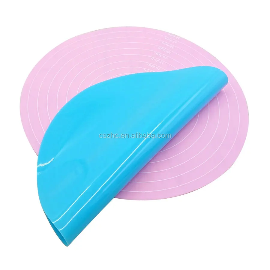 Customized Printed Kitchen Silicon Cooking Baking Mat OEM & ODM 30cm Round Dough Pastry Silicone Baking Mat with Measurements
