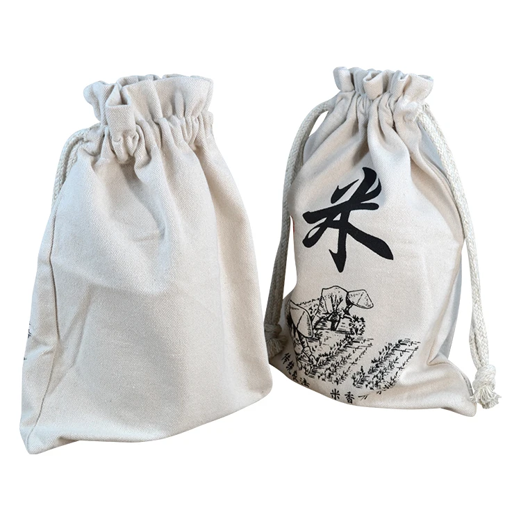 Calico Canvas Drawstring Bag 
