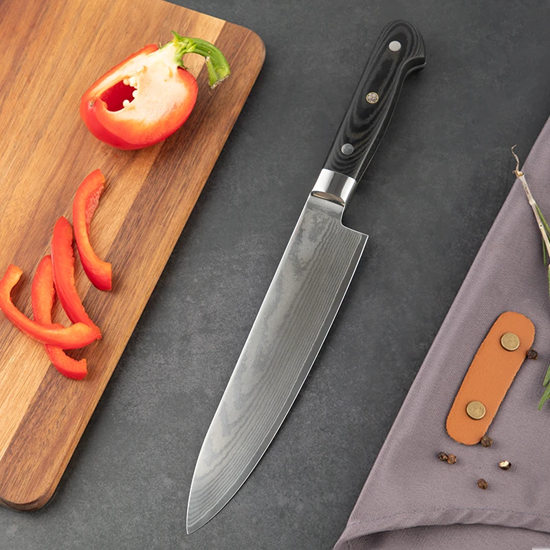 8 Inch Micarta Handle VG10 67 Layers Damascus Steel Professional Chef Knife Chefs Kitchen Knife