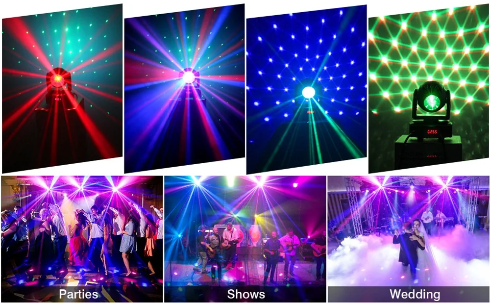 40W DMX512 RGBW LED Moving Head Stage Light Remote Control Sound Activated Disco Club Bar DJ Party Live Show Ambient Light