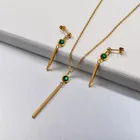 Cz Earring Stainless Steel CZ Bar Necklace Earring Jewelry Sets