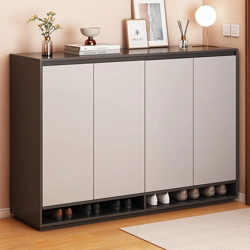 Fashion Simple Wooden White Gray Shoe storage Cabinet for Entryway with Doors and Hidden Compartment