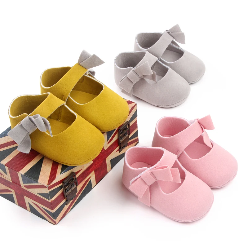 Baby Girls Solid Color Bow Line with 0-1 Year Old Infants Soft Soled Princess Walking Shoes factory