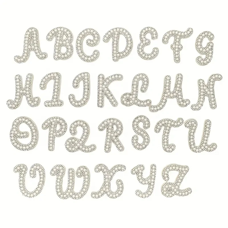 Factory direct sale Y letter iron on patches bulk rainbow pearl letter patches