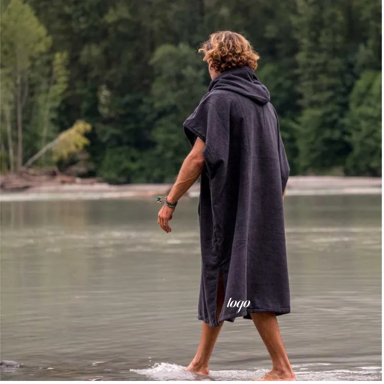 Custom microfiber surf hooded poncho towel 70x110cm or custom poncho changing robe