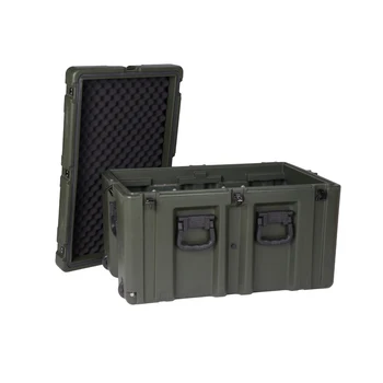 Large Army Green Rolling Hard Plastic Military Transport Road Storage Power Gun Outdoor Tool Case