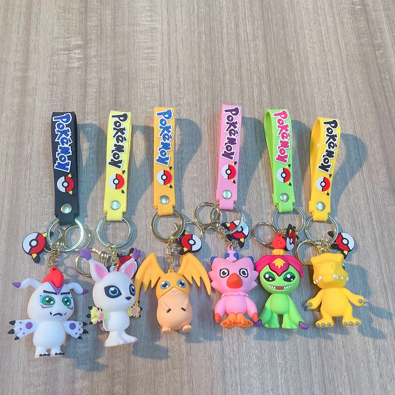 2024 New Pokemond Pendant Lovely Cartoon Poke Keychain  Soft Rubber Key Chain Accessories Car Key Handbag Decoration Keychains