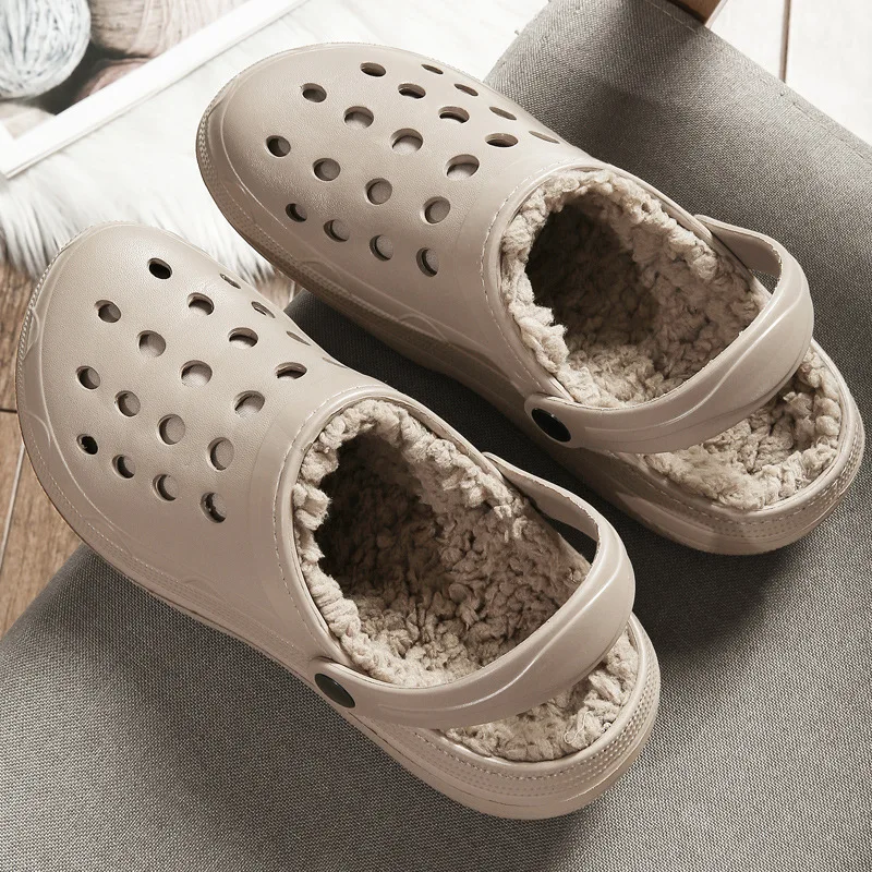 white fuzzy lined crocs