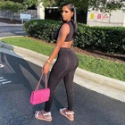 Pants 2 Piece Set Women Crop Top Sexy Deep V Neck Women Skinny Trouser Pants Set