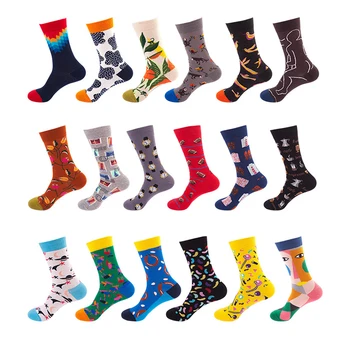 Manufacturers sock autumn winter mens athletic fashion colorful novelty custom print designer men socks