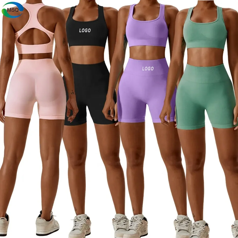 2023 New Wholesale Women Gym Wear Sports Bra Fitness Yoga Leggings Gym Fitness Set Seamless Yoga Suit Activewear