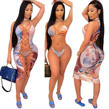 Bikini Sets for 2021 Women Bath Suit Ladies Sexy Bathing Suits 2021 Mature Woman 3 Piece Women Swimsuit with Cover Up Beachwear