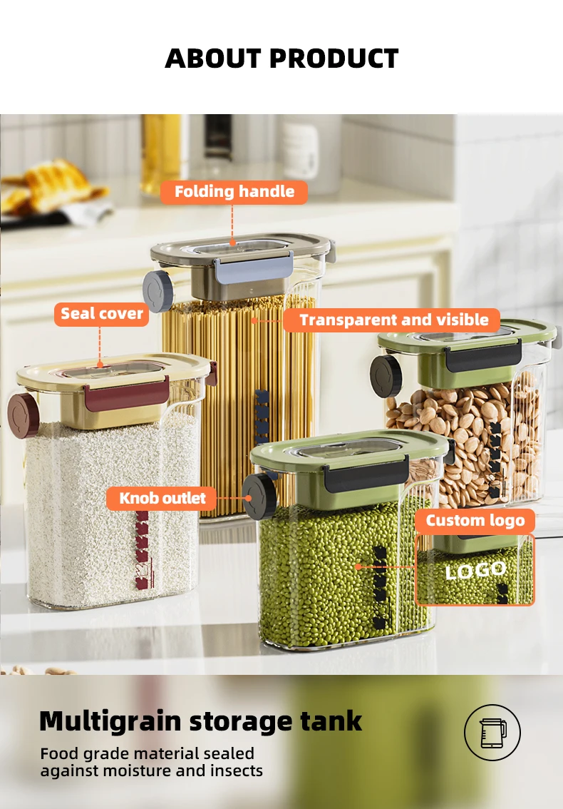 Wannuo 4L/3L/2L Grain Bottle Sets Moisture-Proof Rice Storage Bottle Airtight Food Container Sets With Sealing Ring factory