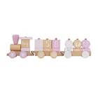 Train Building Block Wooden Train Natural Milestone Block Stacking Train Comprising Wood Train And Building Blocks