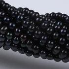 Beads Pearls 4-5mm 5-6mm 6-7mm Black Natural Real Loose Beads Freshwater Near Round Pearls Beads