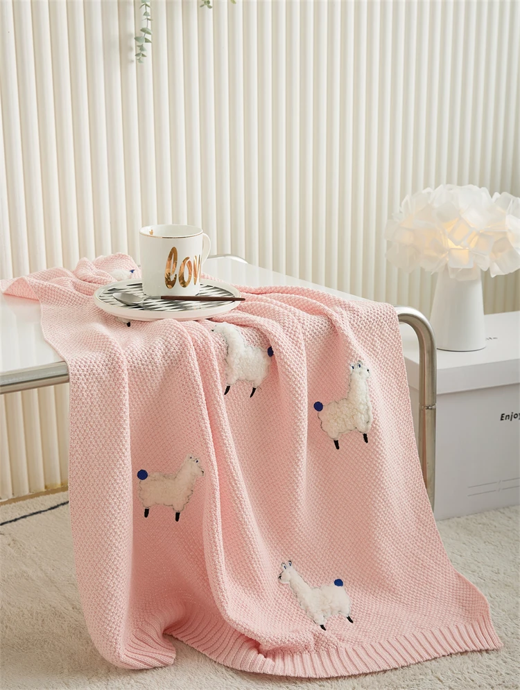 product sx  cute cartoon baby kids cotton knitted throw blanket  for bed living room warm and comfortable oeko tex-62