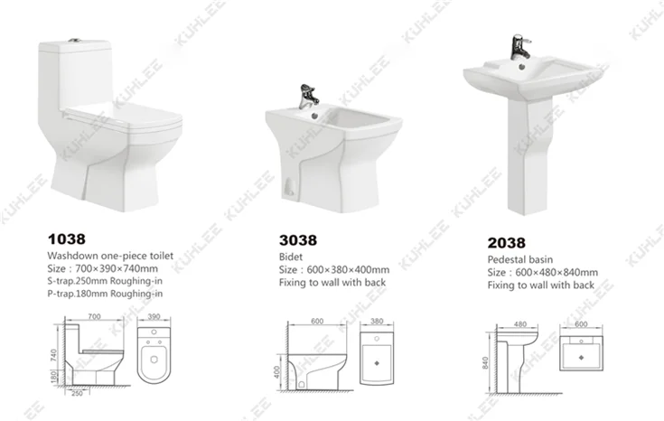 Kuwait Hot Sale Ceramic Toilet Bathroom One Piece Toilets Sets Basin Bidet Sanitary Ware Suite