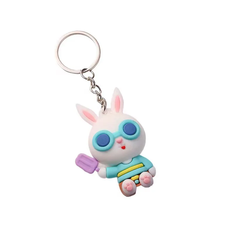New summer rabbit key pendant cute summer beach rabbit key chain pendant doll car key chain