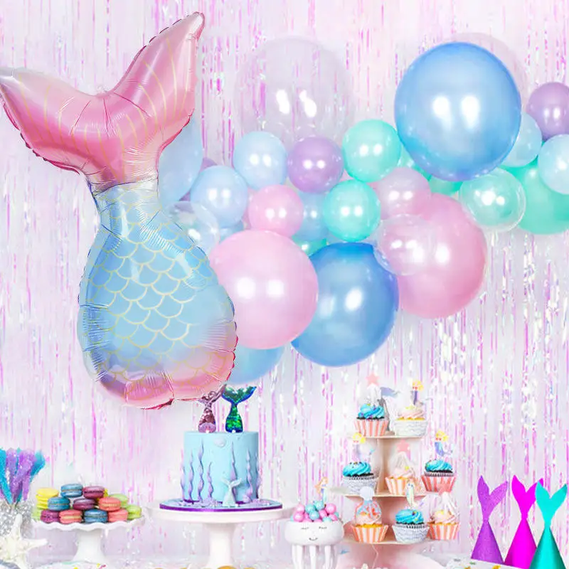 Hot Sale Mermaid Arch Balloon Chain Set Shell Fish Tail Cartoon Mermaid Princess Birthday Balloons Party Decorations