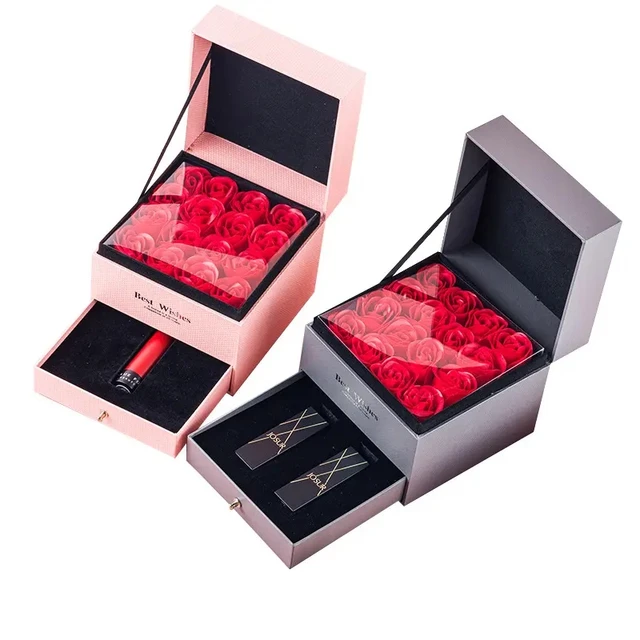 Bestselling Rose Gift Box Romantic Wedding Jewelry Box Valentine's Day Ring Necklace Box