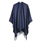 Scarf Autumn Winter Scarf Double Side Gradient Tassel Jacquard Versize Fashion Cape Knitted Cloak For Ladies
