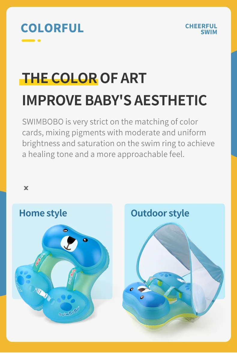 Swimbobo Hot Sale 0-3 Years Old Baby Underarm Floating Ring Anti-roll and Anti-choke Water Children Blue Swimming Ring