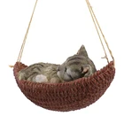 Animals Animal/ Animal Garden Decoration Resin Animals On A Swing Sleeping In Hanging Basket Cat Figurine Animal/