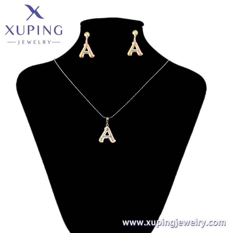 61532 Xuping Jewelry Advanced Design New Alphabetic Series Environment-friendly Copper Alphabetic Earring Neckle Set