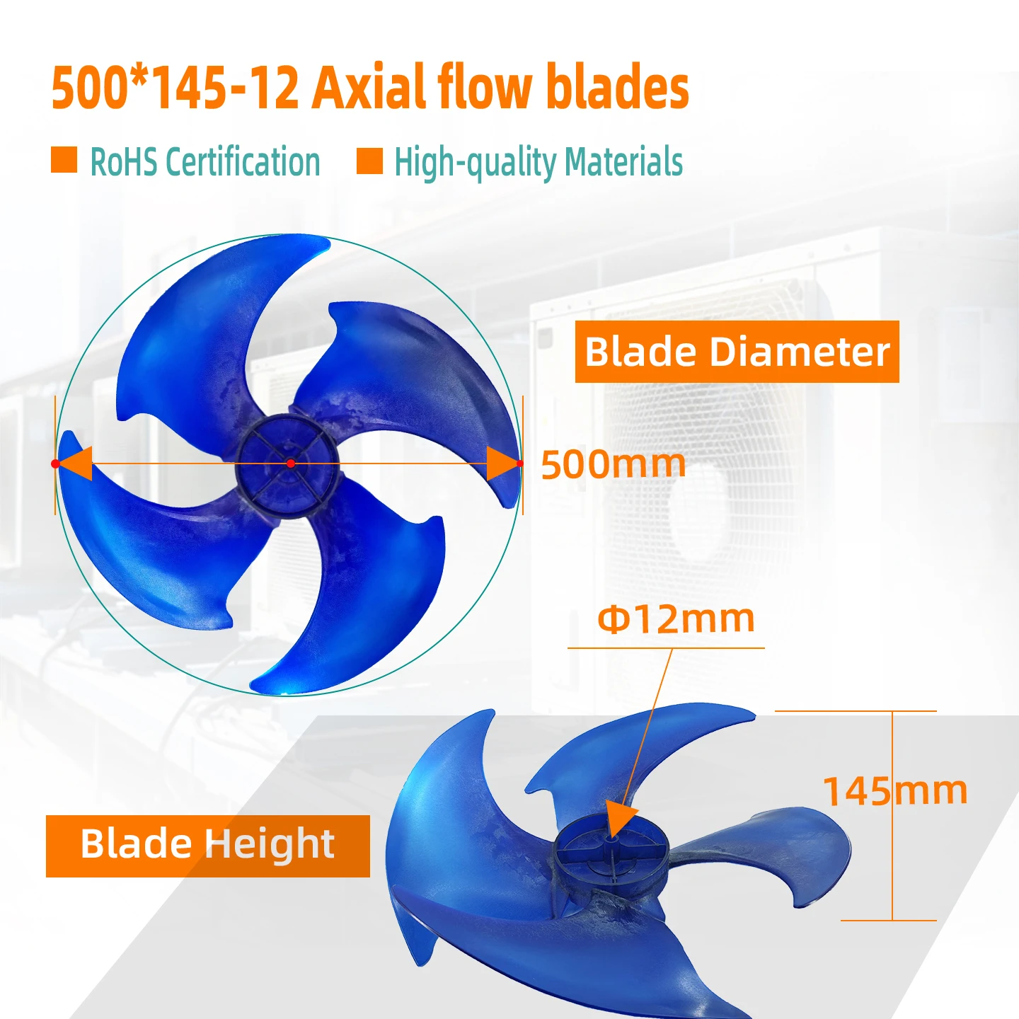 Axial Flow Fan, 4-blade, Plastic, 500*145*12-4 - detail 10