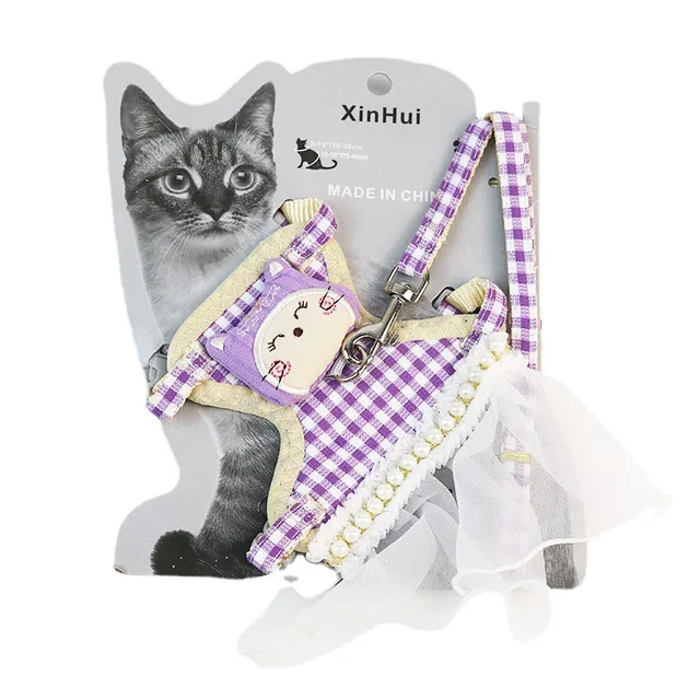 Stock wholesale Cute puppy teddy chest harness  Breathable cat and dog harness leash