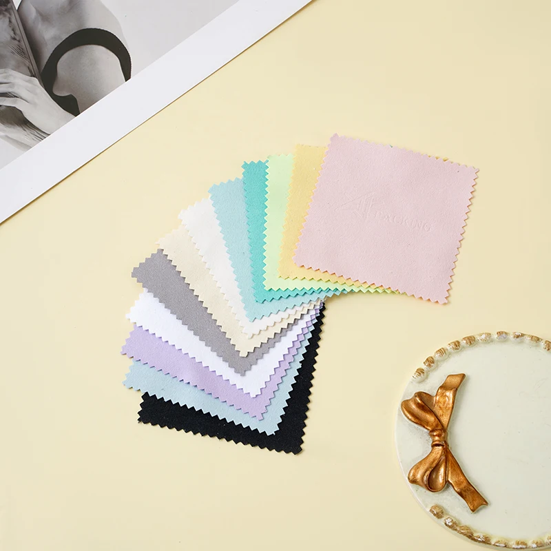 Custom branded polishing cloth Embossed logo jewelry cloth in multiple colors