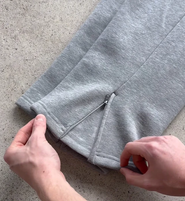 Wholesale Custom Men's Cotton Polyester Solid Plain Essentials Neoprene Open Leg Zip up Blank Sweatpants Jogger Man factory